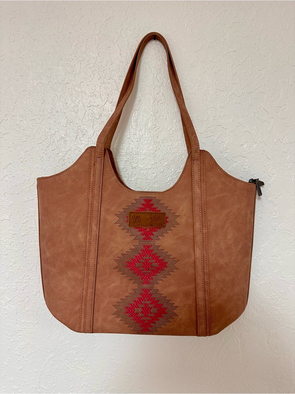 Wrangler By Montana West Aztec Western Brown Tote Bag Purse Faux Leather